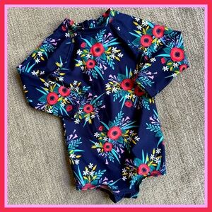 NAVY/RED ONE PIECE LONG SLEEVED SWIM SUIT ~ 18 M